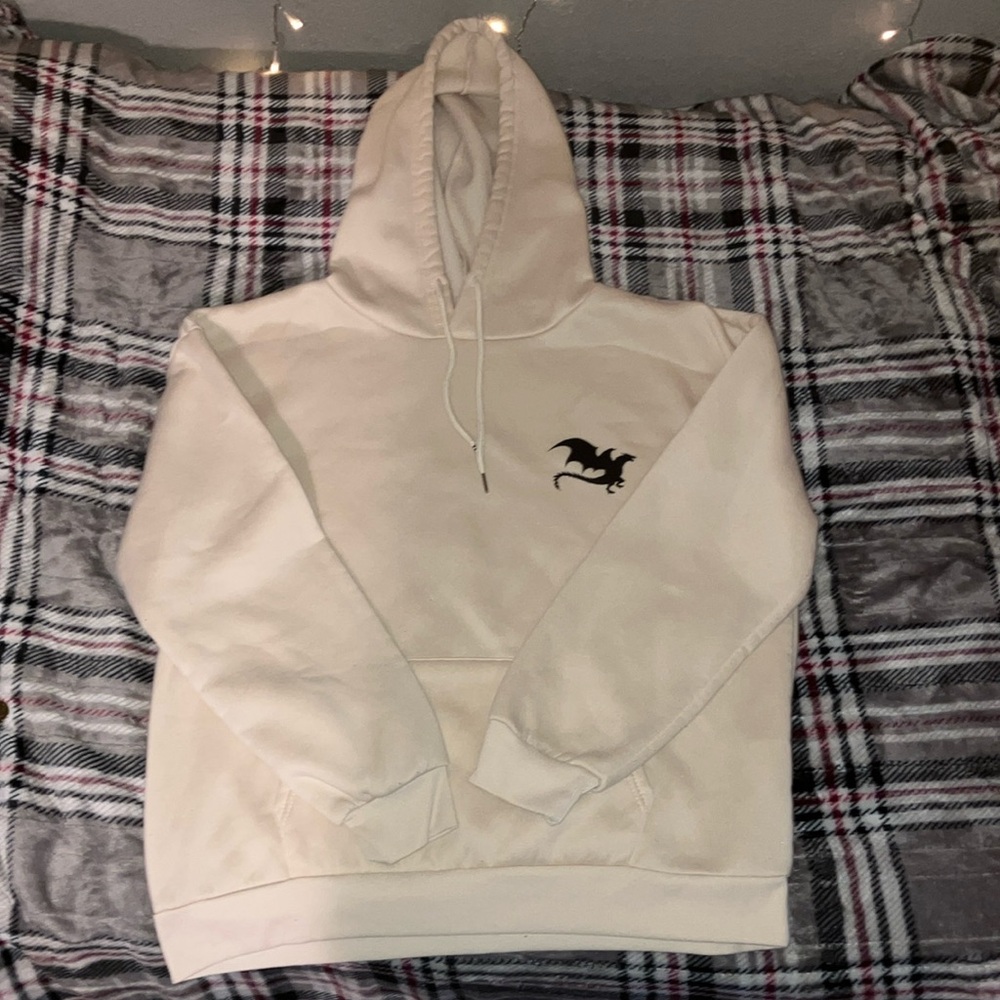 Cream Hoodie with Dragon Logo XL size
